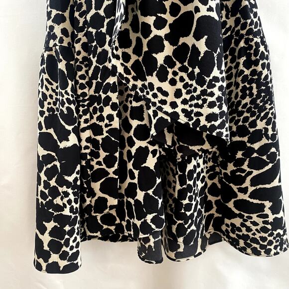 Leopard Animal Print Midi Wrap Dress Womens S Ruffle Hem Sleeveless Fall Neutral - Picture 10 of 14